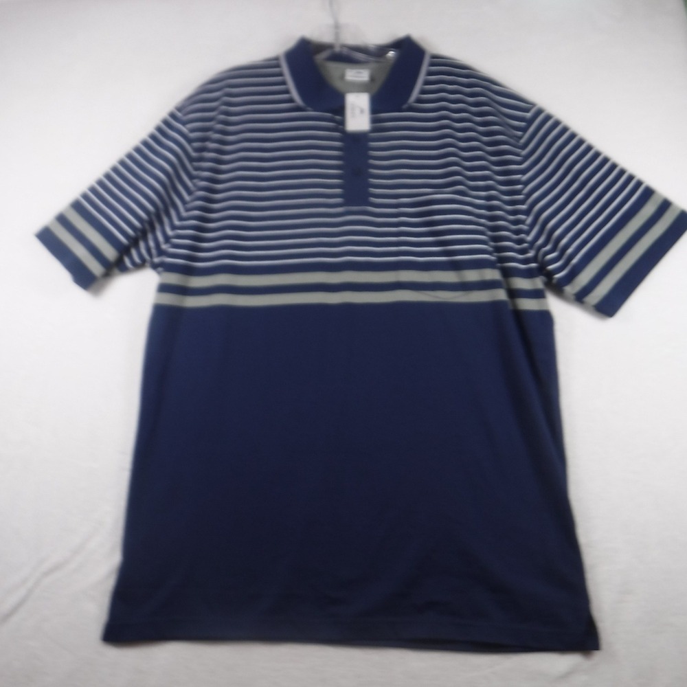 Gioberti Mens Navy Blue Striped Short Sleeve Polo Shirt XL Golf PS-9327 NWT